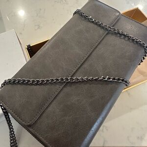 Chic Gray Crossbody Bag with Chain Strap